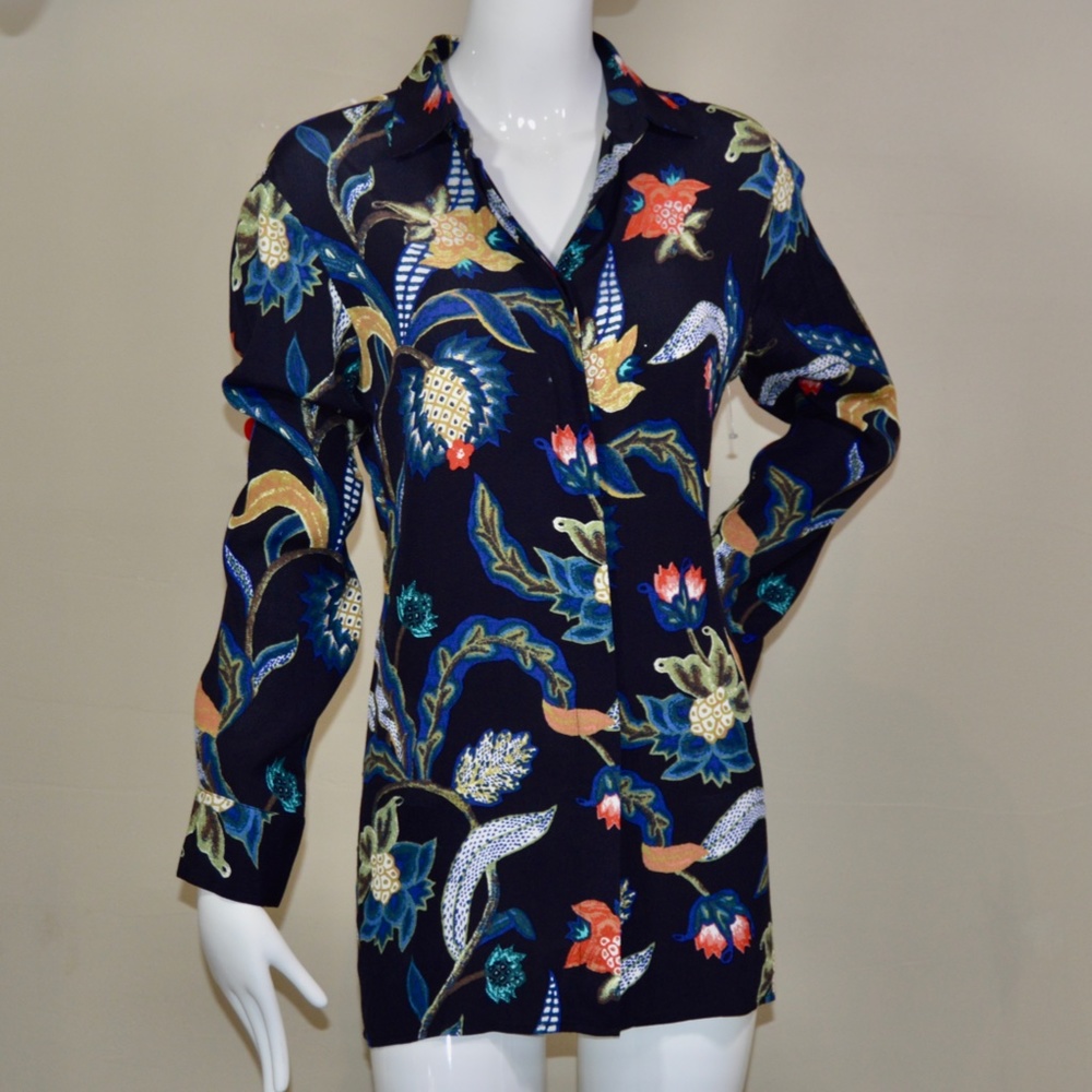 Maje Navy Rimbaud Baroque Print Blouse – Size S – NWT - Picture 2 of 14